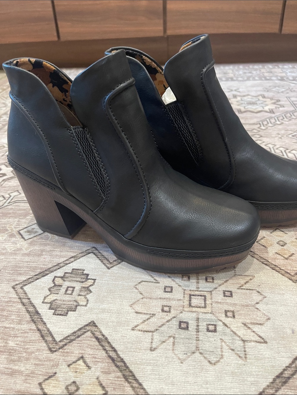 Korkease Black Women's Heeled Ankle Boots - Classic Slip-On Style